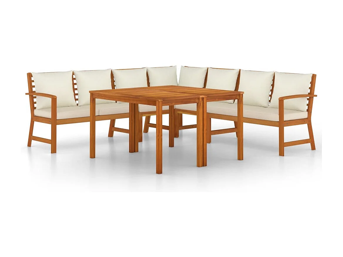 Prolenta Premium -  Ensemble à manger de jardin coussins 7 pcs Bois acacia