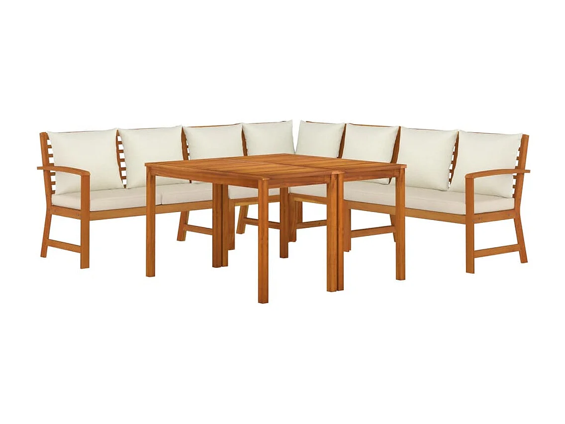 Prolenta Premium -  Ensemble à manger de jardin coussins 7 pcs Bois acacia