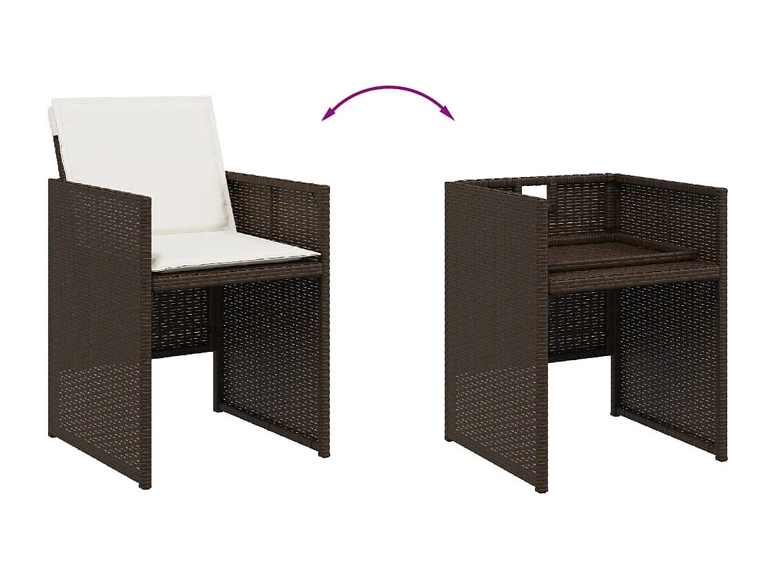 Bonno  13-delige Tuinset met kussens poly rattan bruin