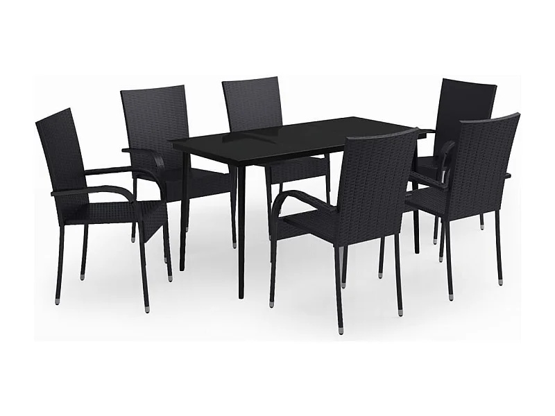 Boiling Springs  Ensemble à manger de jardin 7 pcs Noir