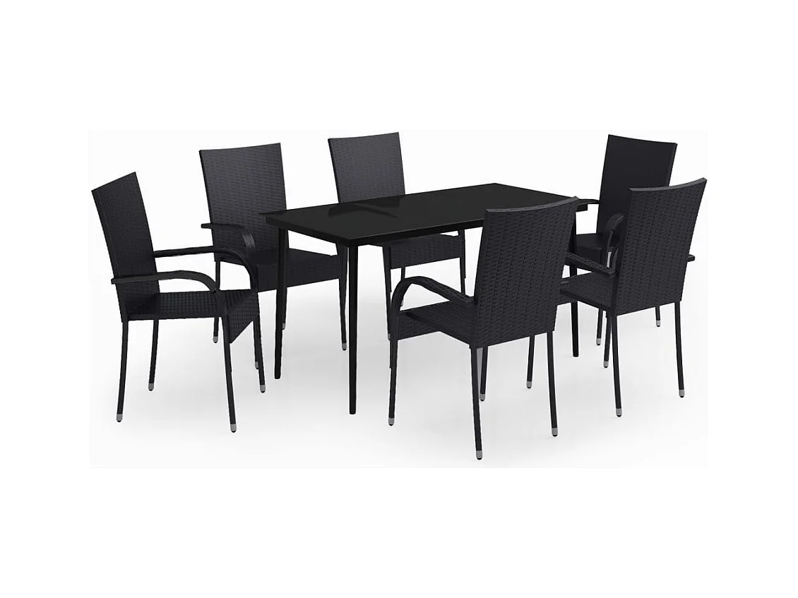 Boiling Springs  Ensemble à manger de jardin 7 pcs Noir