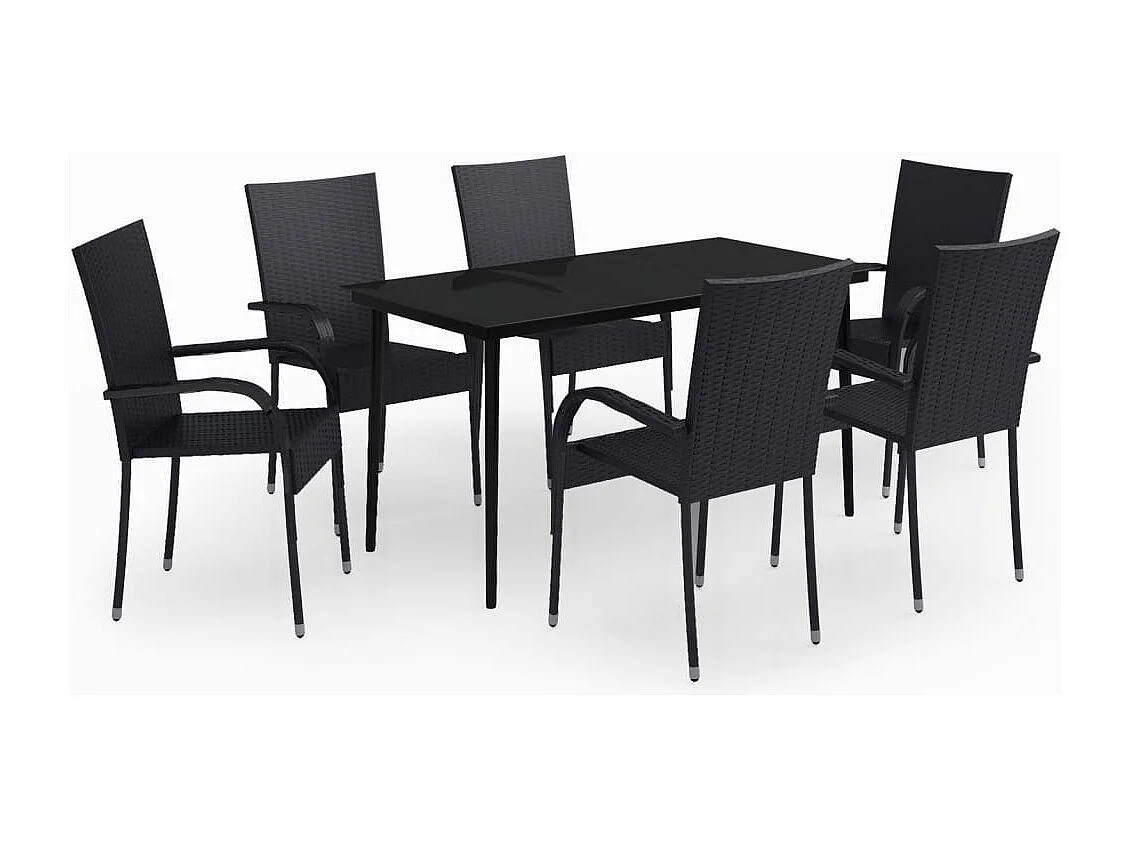 Boiling Springs  Ensemble à manger de jardin 7 pcs Noir