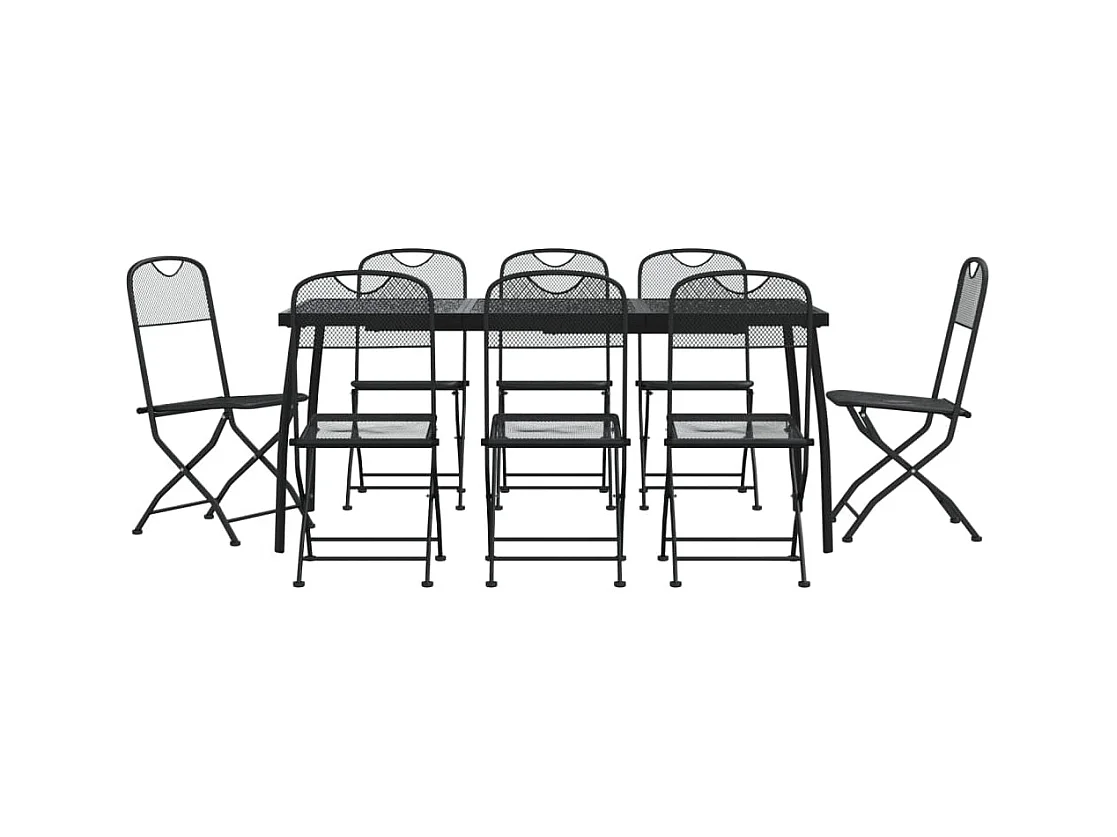 Luan  Ensemble à manger de jardin 9 pcs anthracite métal maille