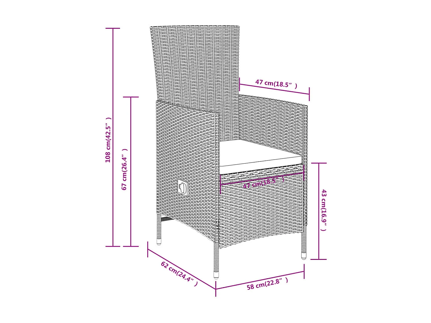 Serafino  Ensemble à manger de jardin avec coussins 9 pcs Beige