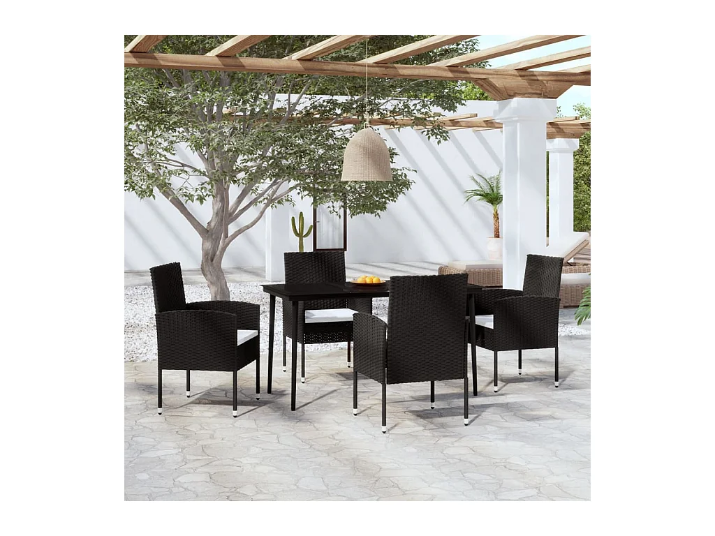 Nolira  Ensemble à manger de jardin 5 pcs Noir