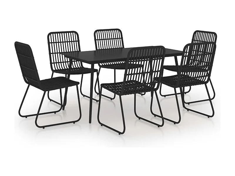 Timos  Ensemble à manger d'extérieur 7 pcs résine tressée et verre