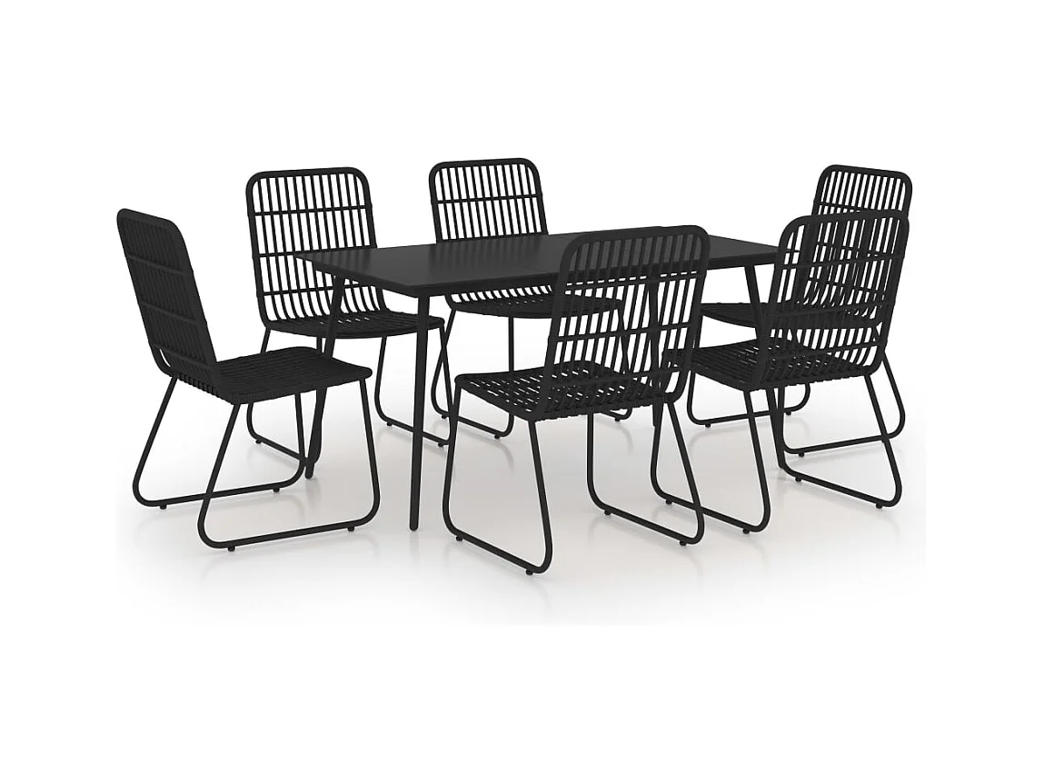 Timos  Ensemble à manger d'extérieur 7 pcs résine tressée et verre