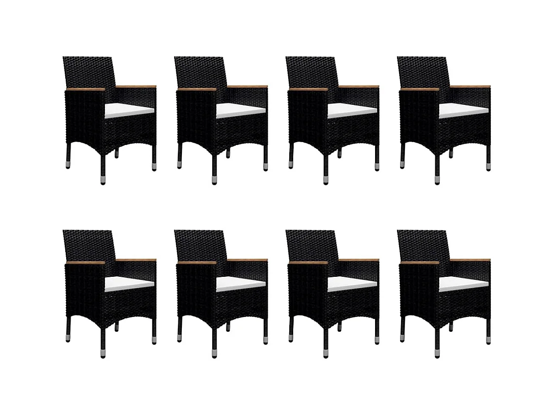 Qilren  Ensemble à manger de jardin 9 pcs Noir