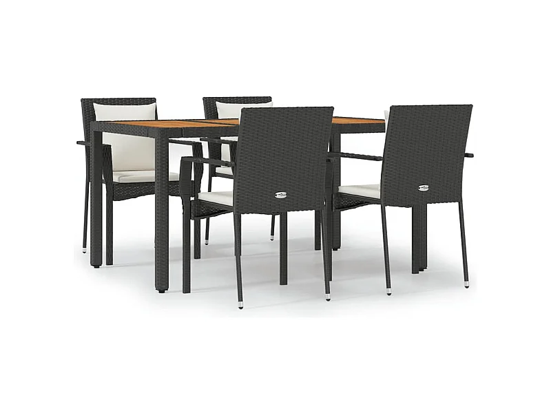 Van Buren  Set de muebles jardín 5 pzas con cojines ratán sintético negro