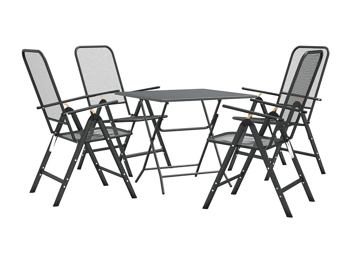 Leppävirta  Ensemble à manger de jardin 5 pcs Maille Métal Anthracite