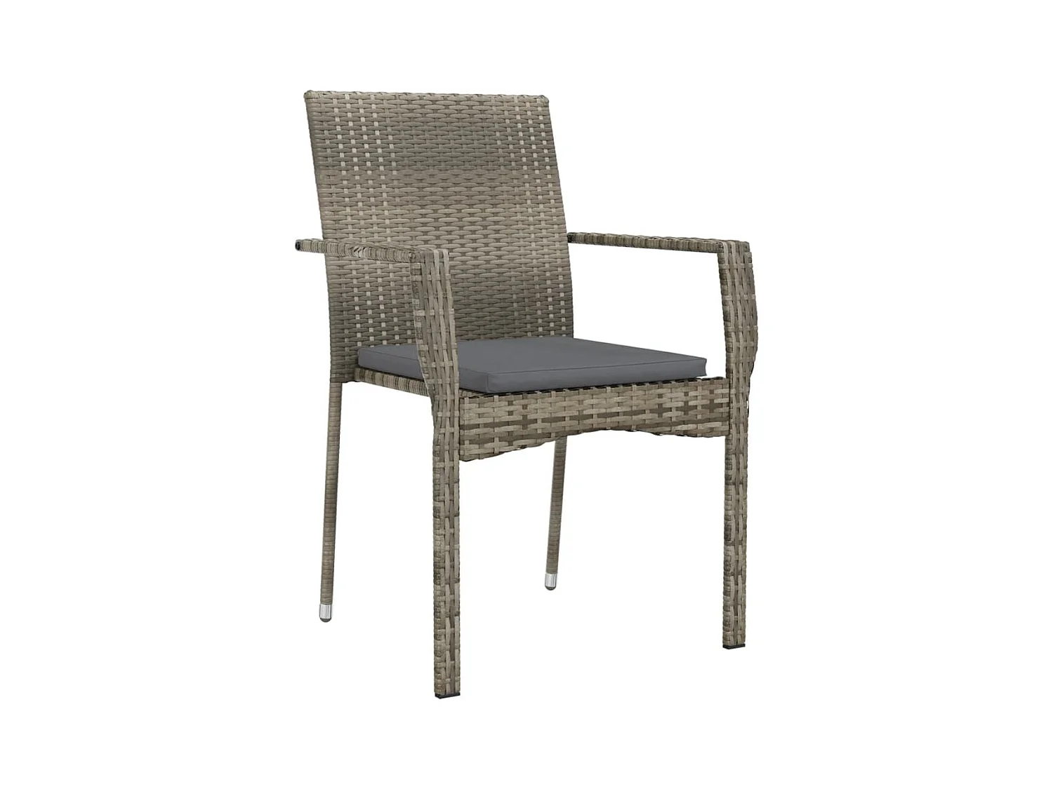 Albert  Ensemble à manger jardin et coussins 7 pcs Noir et gris Rotin