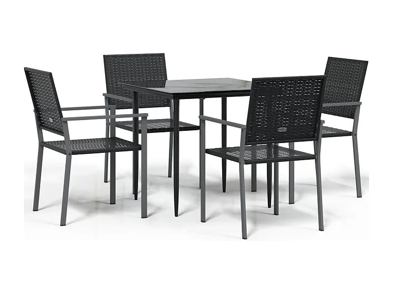 Croughevoe  Ensemble à manger de jardin 5 pcs résine tressée acier