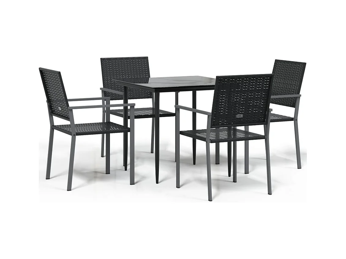 Croughevoe  Ensemble à manger de jardin 5 pcs résine tressée acier