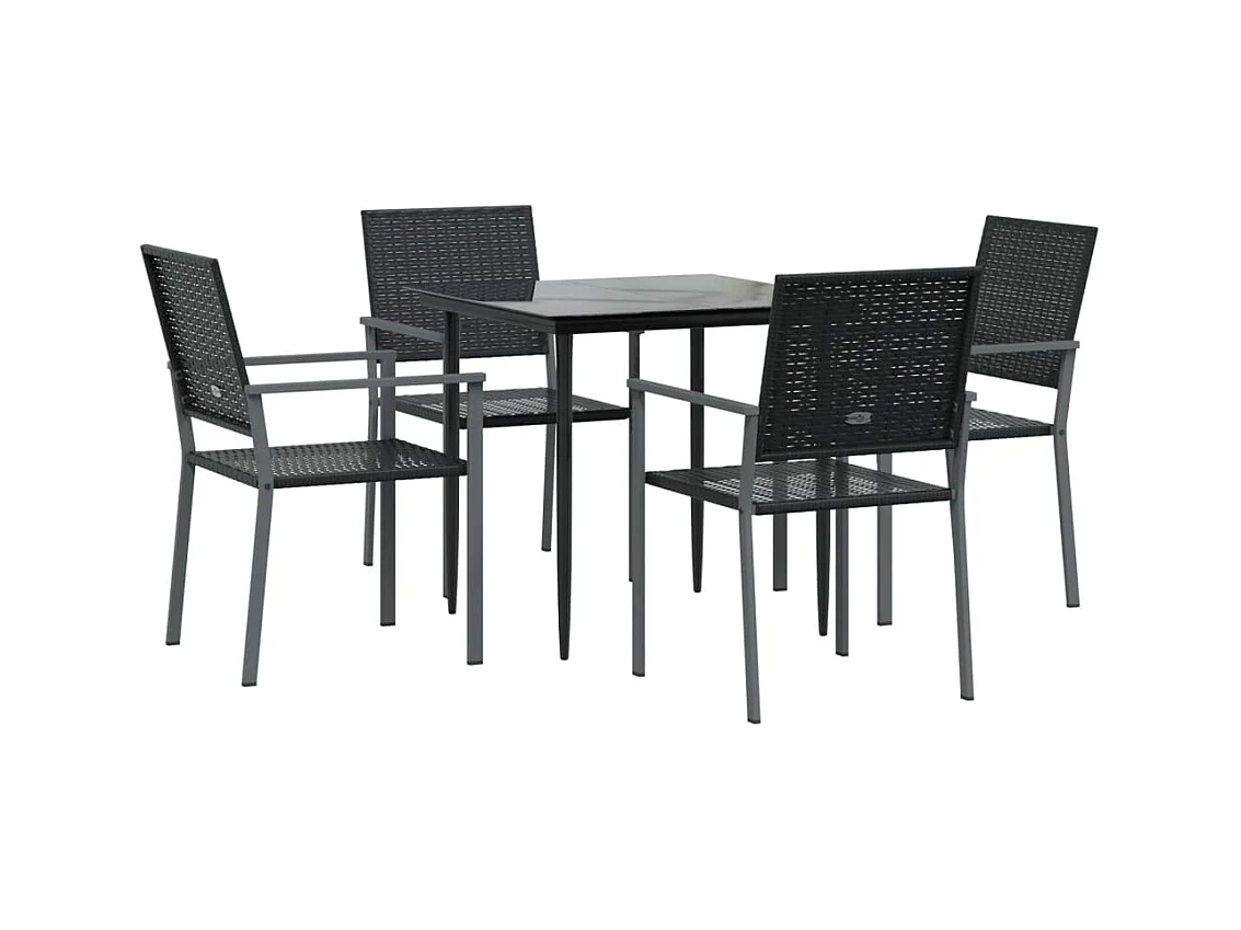 Croughevoe  Ensemble à manger de jardin 5 pcs résine tressée acier