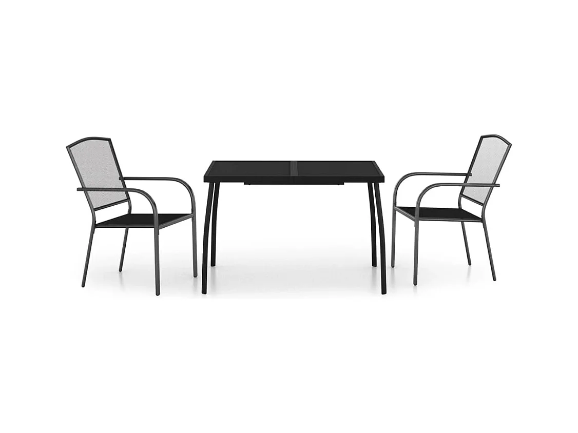 Booneville  Ensemble à manger de jardin 3 pcs anthracite acier