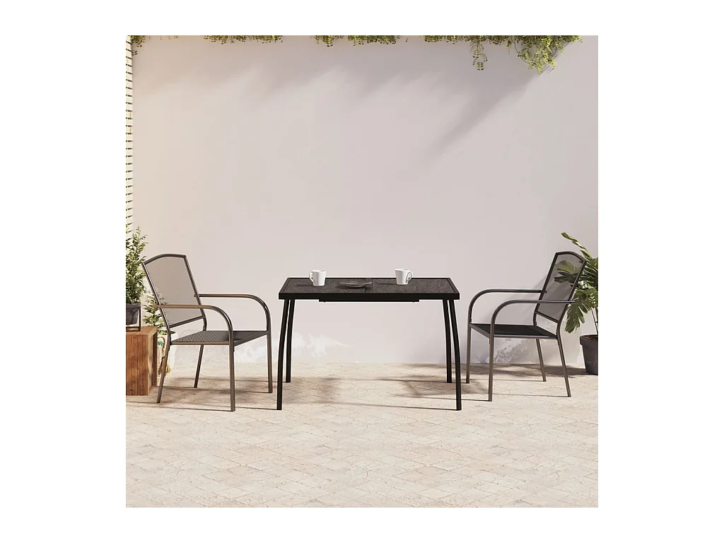 Booneville  Ensemble à manger de jardin 3 pcs anthracite acier