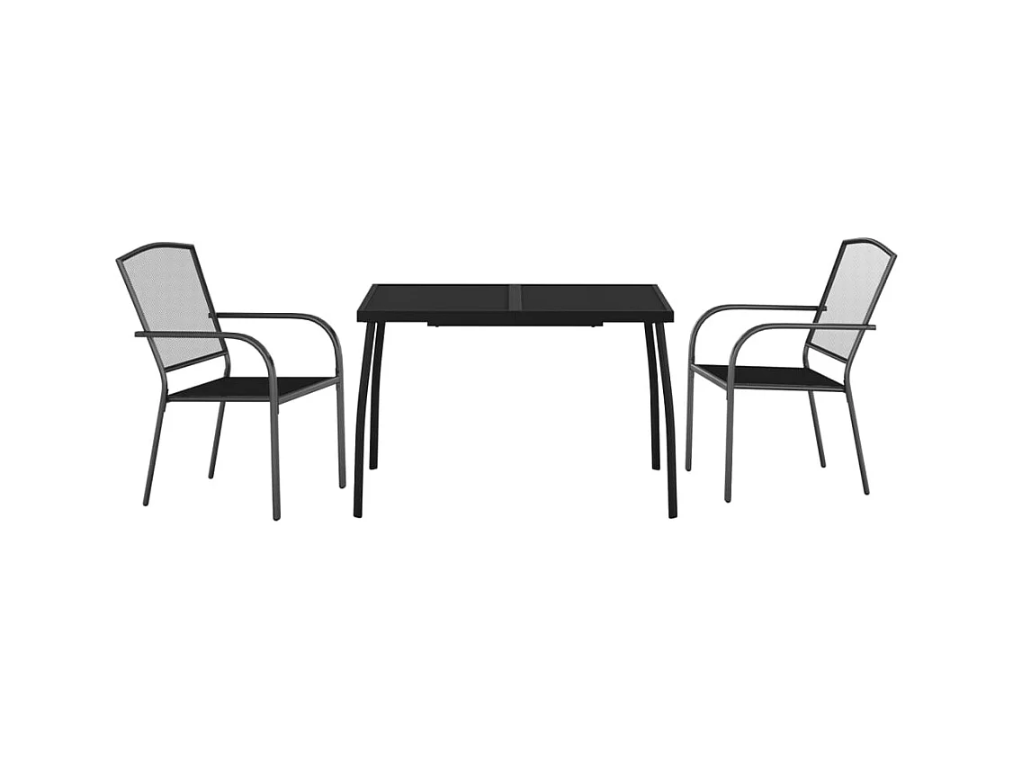 Booneville  Ensemble à manger de jardin 3 pcs anthracite acier