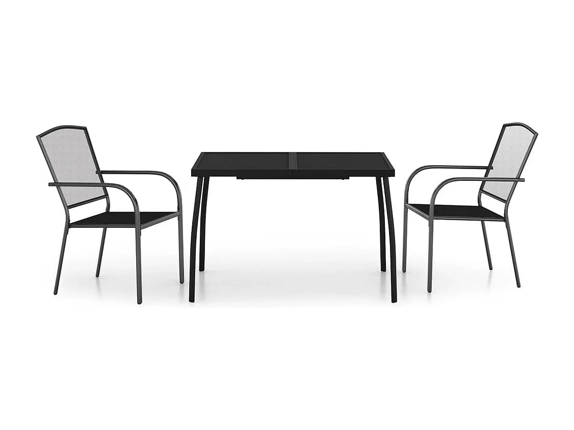 Booneville  Ensemble à manger de jardin 3 pcs anthracite acier