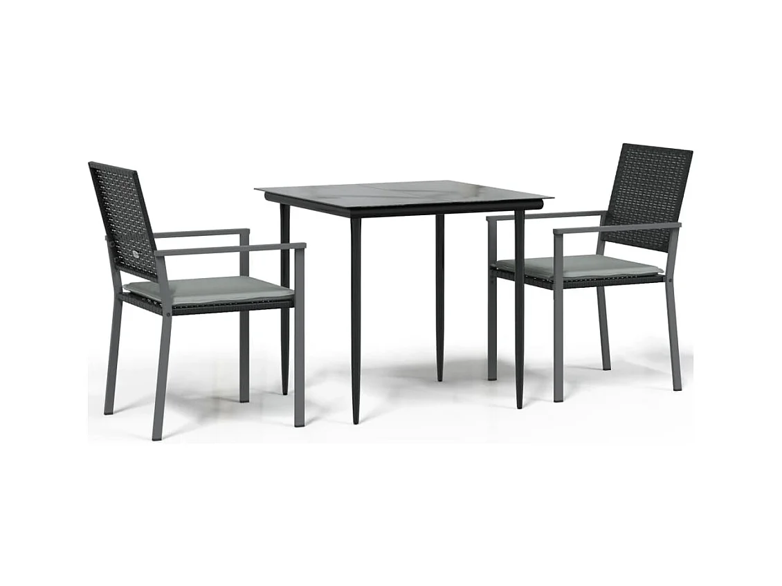Croughevoe  Ensemble à manger de jardin 3 pcs coussins résine tressée acier