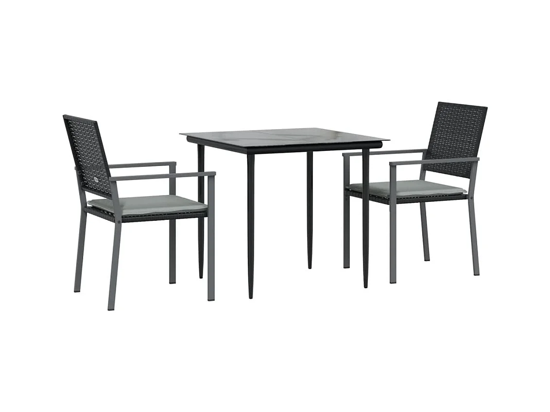 Croughevoe  Ensemble à manger de jardin 3 pcs coussins résine tressée acier