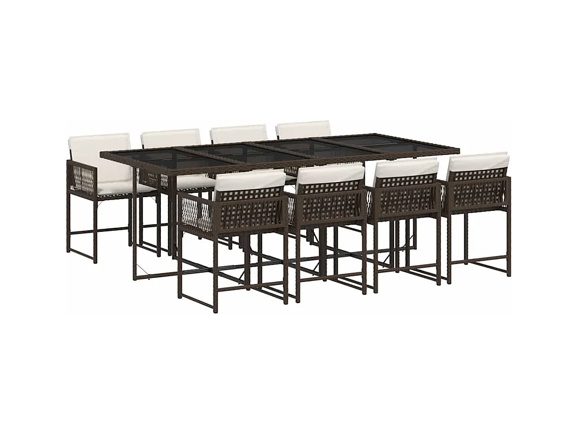 Sharif  9-delige Tuinset met kussens poly rattan bruin