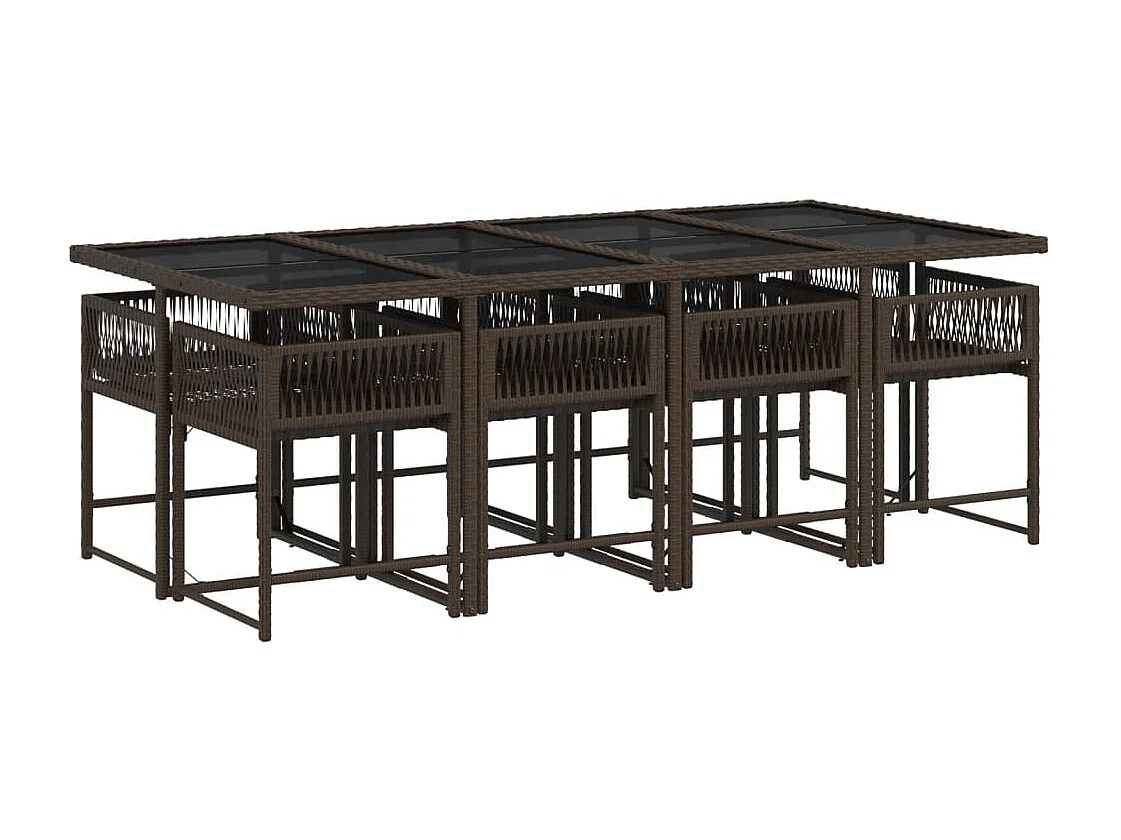 Sharif  9-delige Tuinset met kussens poly rattan bruin