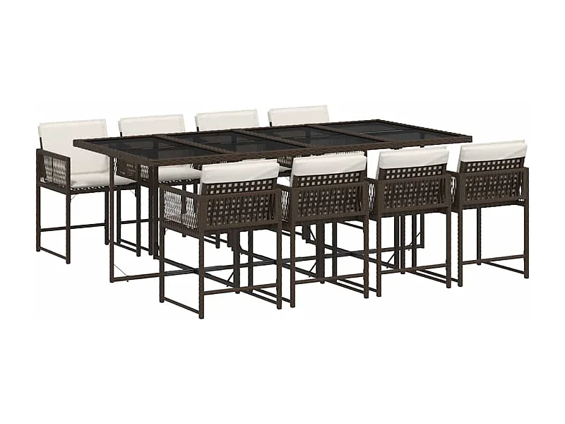 Sharif  9-delige Tuinset met kussens poly rattan bruin