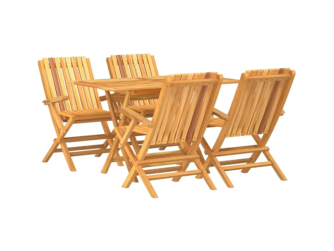 Arvo  Juego de comedor para jardín 5 piezas madera maciza de teca