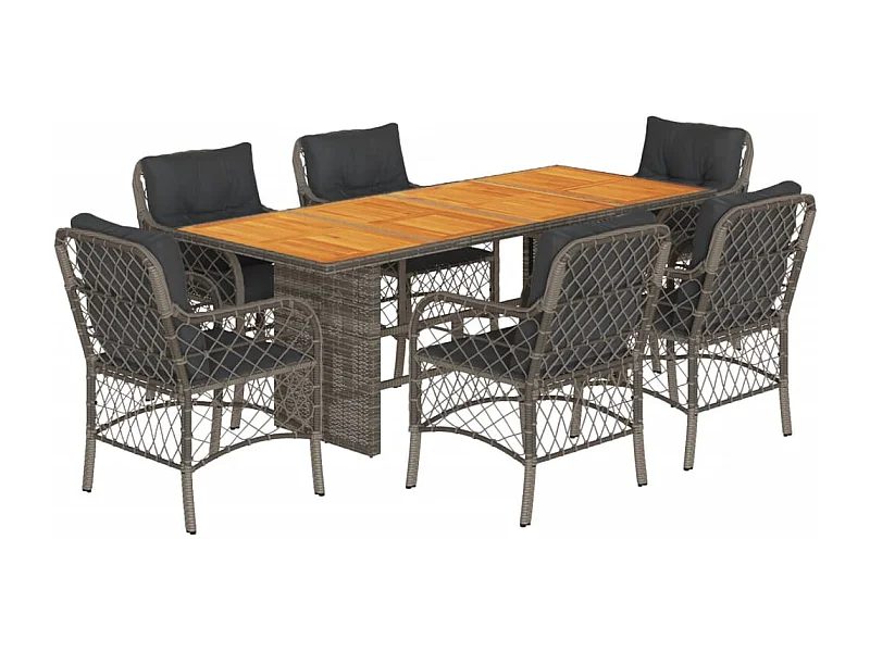 Fort Bragg  7-delige Tuinset met kussens poly rattan grijs