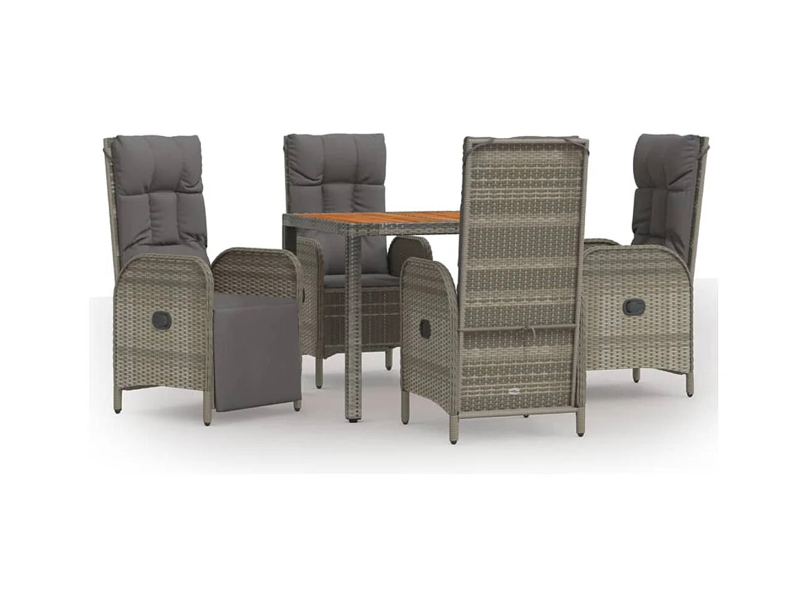 Addison  Ensemble à manger de jardin 5 pcs coussins gris résine tressée