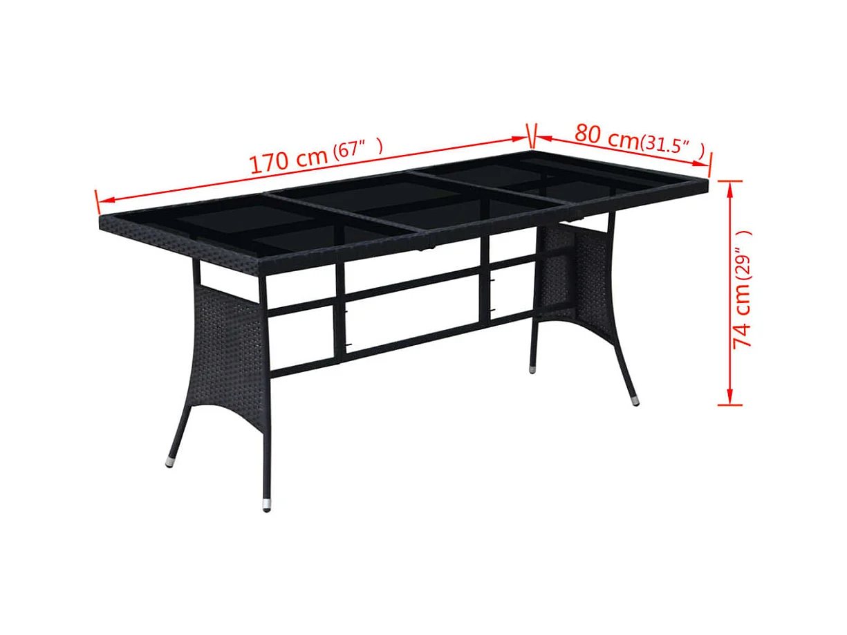 Garden Furniture -  Ensemble à manger d'extérieur 9pcs coussins résine tressée noir