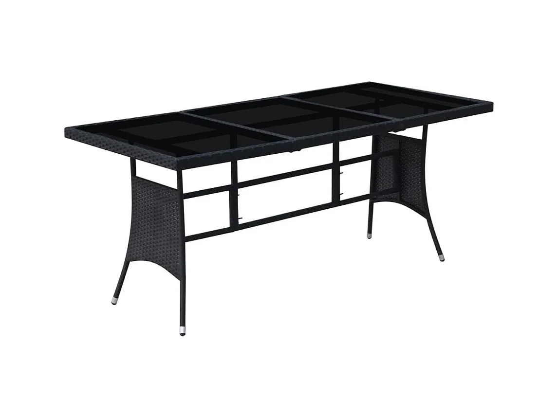 Garden Furniture -  Ensemble à manger d'extérieur 9pcs coussins résine tressée noir