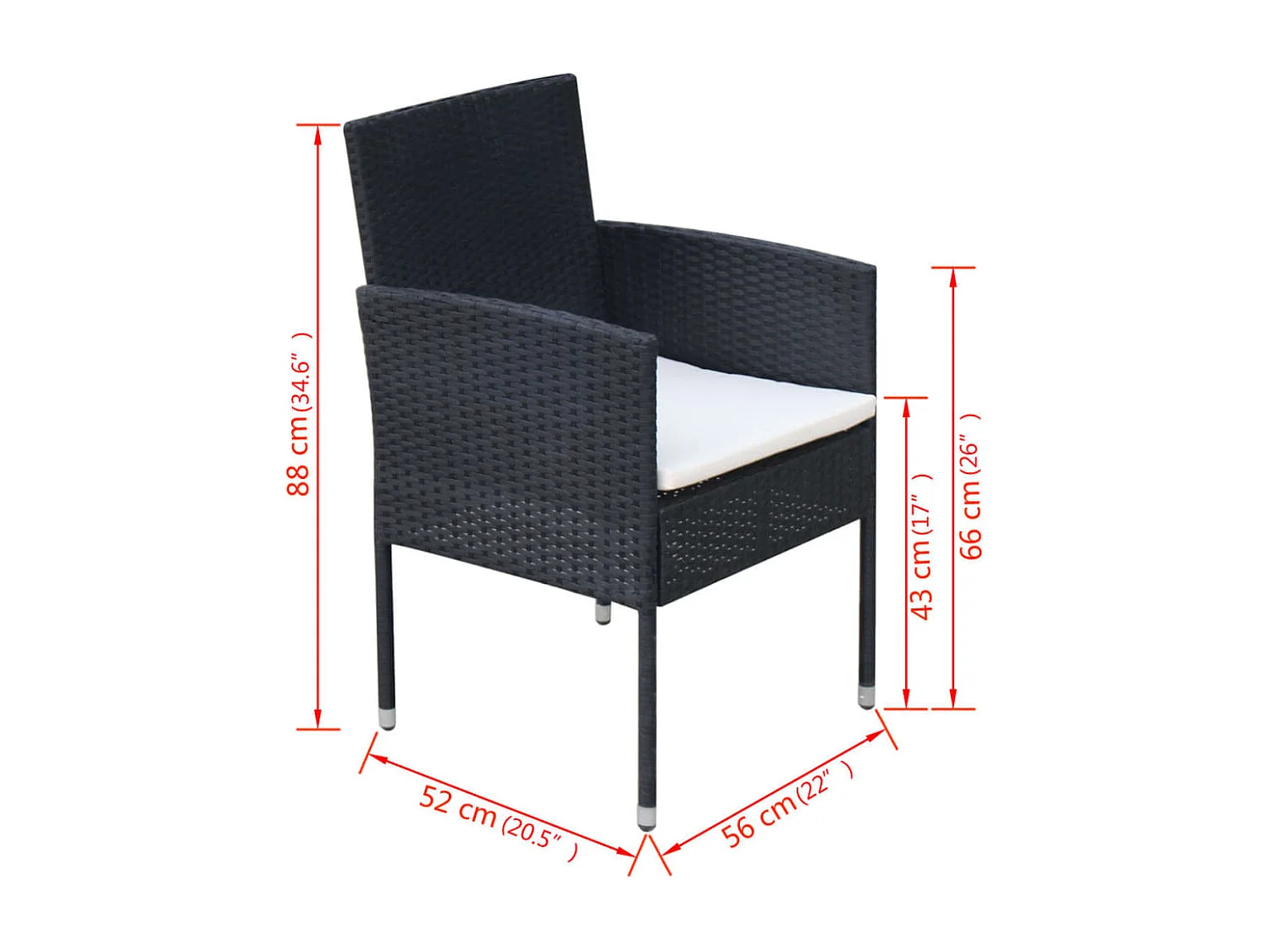 Garden Furniture -  Ensemble à manger d'extérieur 9pcs coussins résine tressée noir
