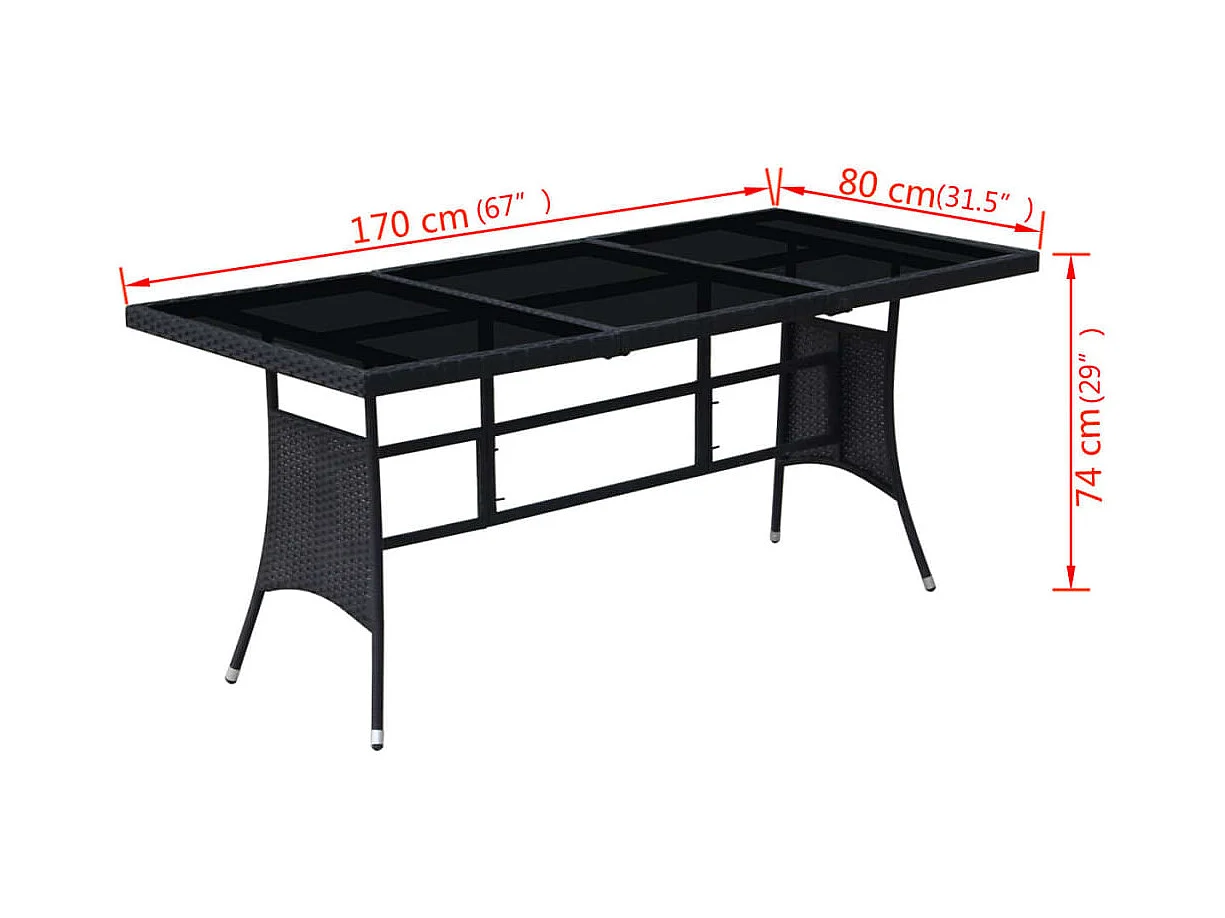 Garden Furniture -  Ensemble à manger d'extérieur 9pcs coussins résine tressée noir