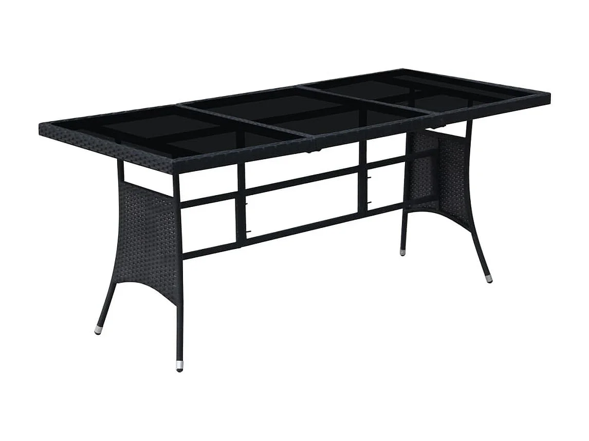 Garden Furniture -  Ensemble à manger d'extérieur 9pcs coussins résine tressée noir