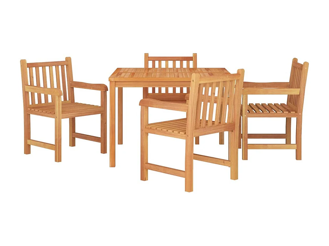 Uldum  Juego de comedor para jardín 5 piezas madera maciza de teca
