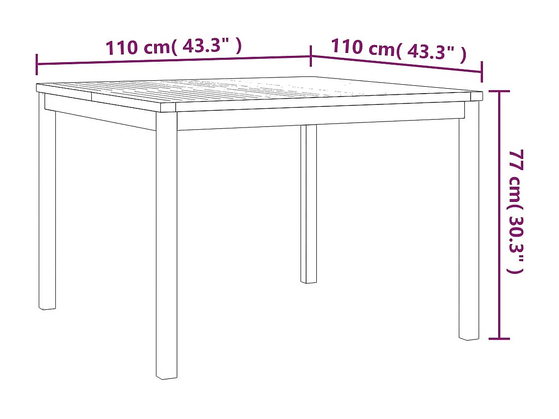 Uldum  Juego de comedor para jardín 5 piezas madera maciza de teca