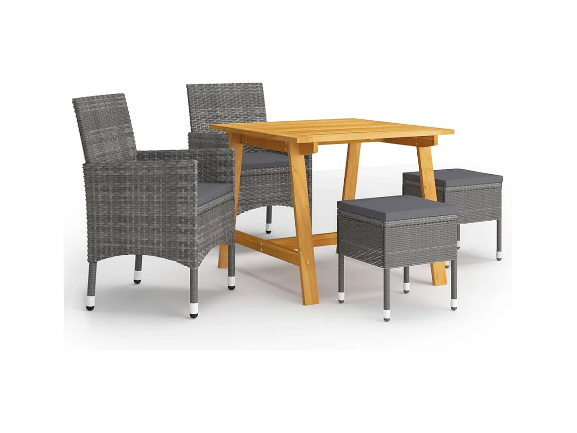 Danesrath  Ensemble à manger de jardin 5 pcs Gris