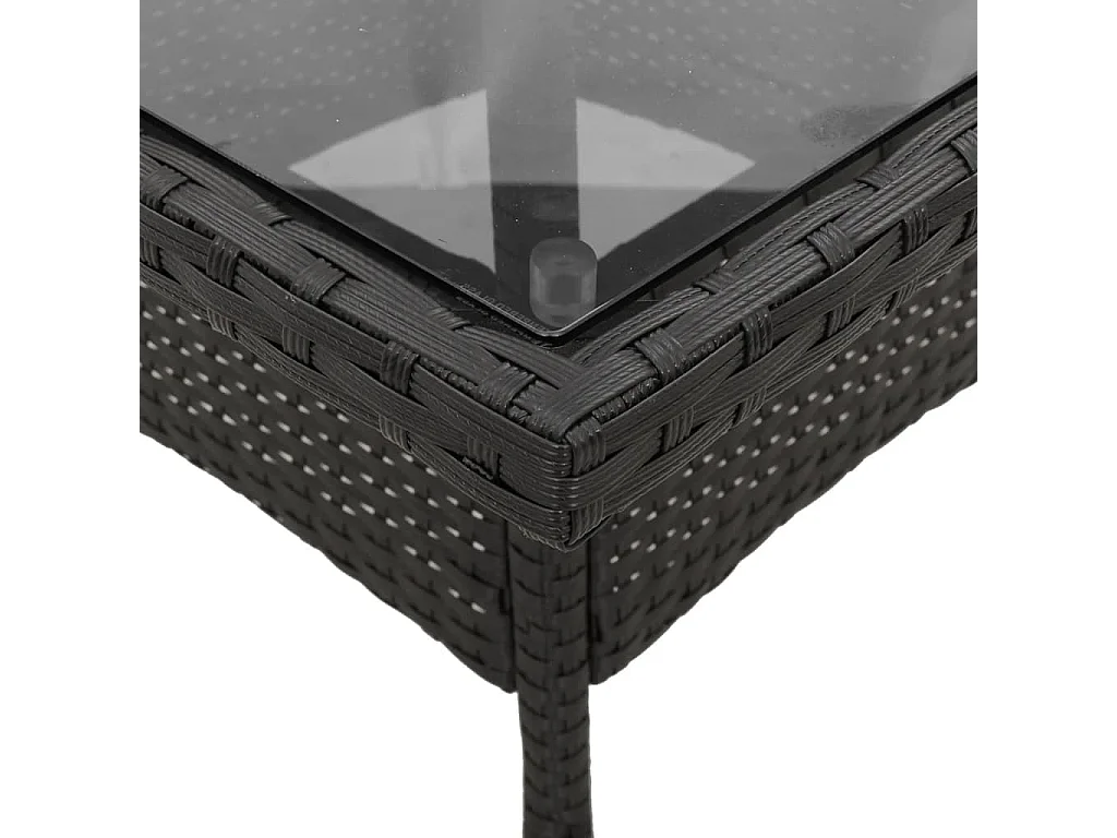 Yorba Linda  Ensemble à manger de jardin et coussins 3 pcs noir rotin verre