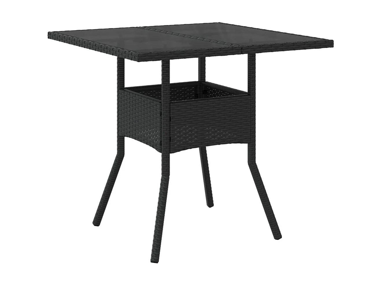 Yorba Linda  Ensemble à manger de jardin et coussins 3 pcs noir rotin verre
