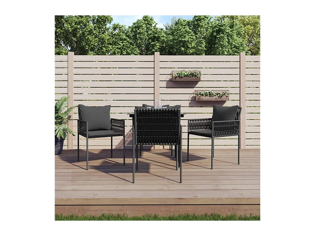 Blen  Ensemble à manger de jardin 5 pcs coussins résine tressée acier