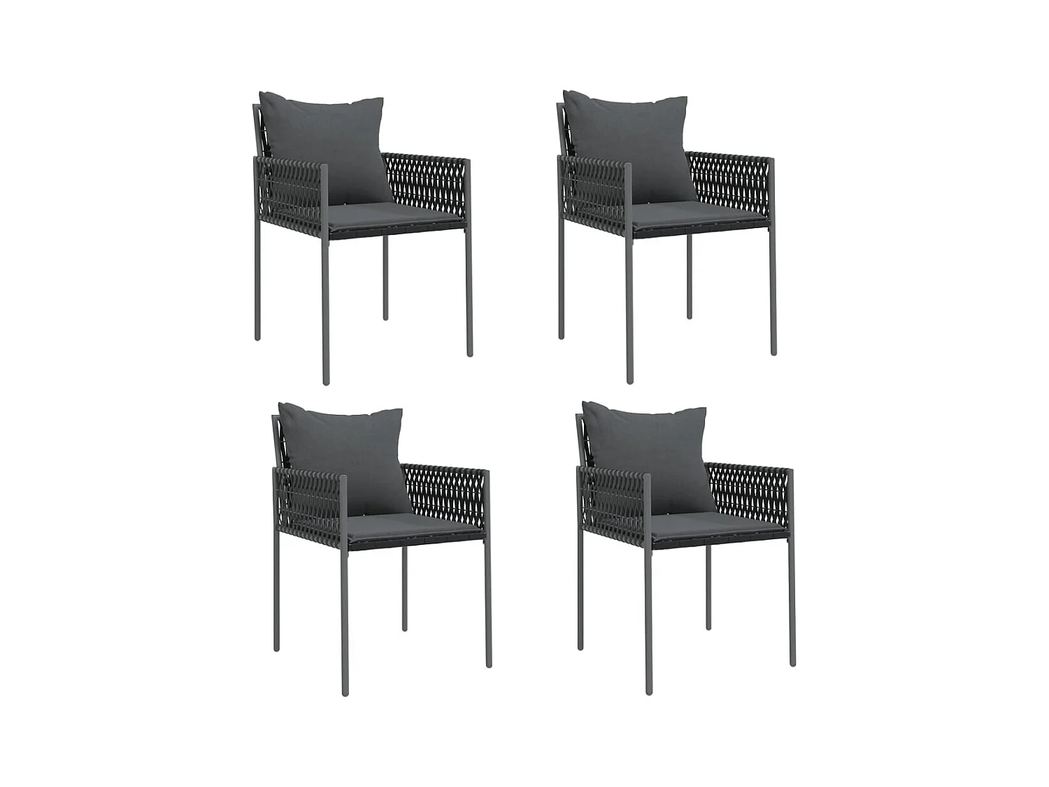 Blen  Ensemble à manger de jardin 5 pcs coussins résine tressée acier