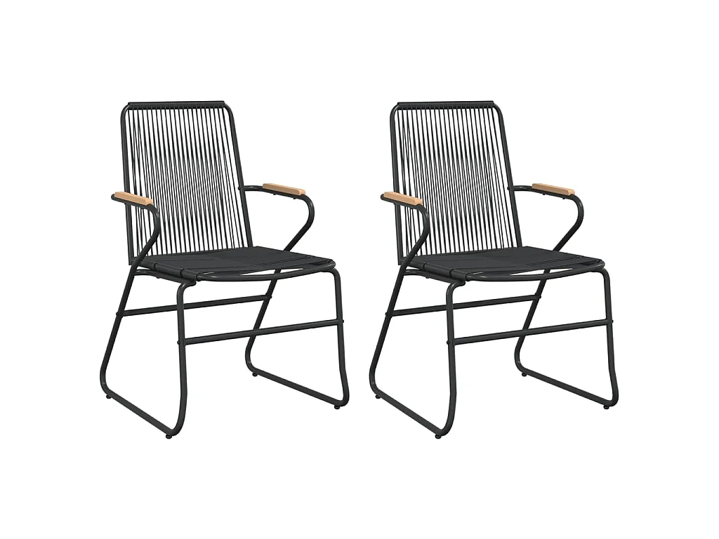 Orelira  Ensemble à manger de jardin 3 pcs noir rotin PVC