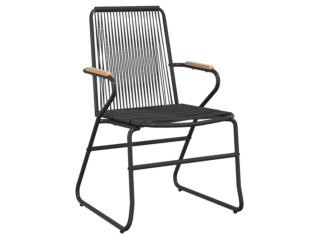 Orelira  Ensemble à manger de jardin 3 pcs noir rotin PVC