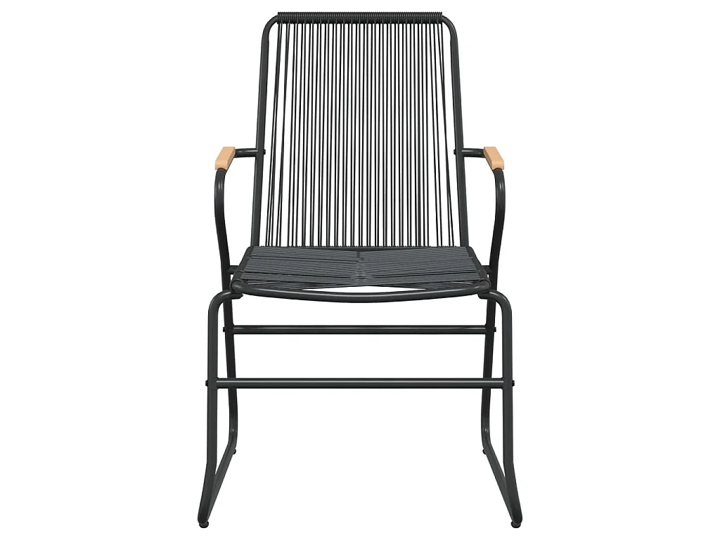 Orelira  Ensemble à manger de jardin 3 pcs noir rotin PVC