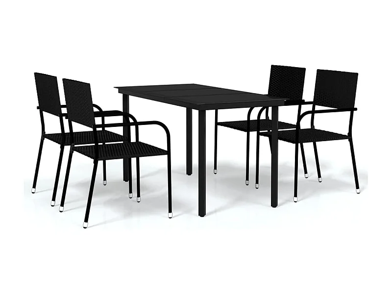 Aeron  Ensemble à manger de jardin 5 pcs Noir