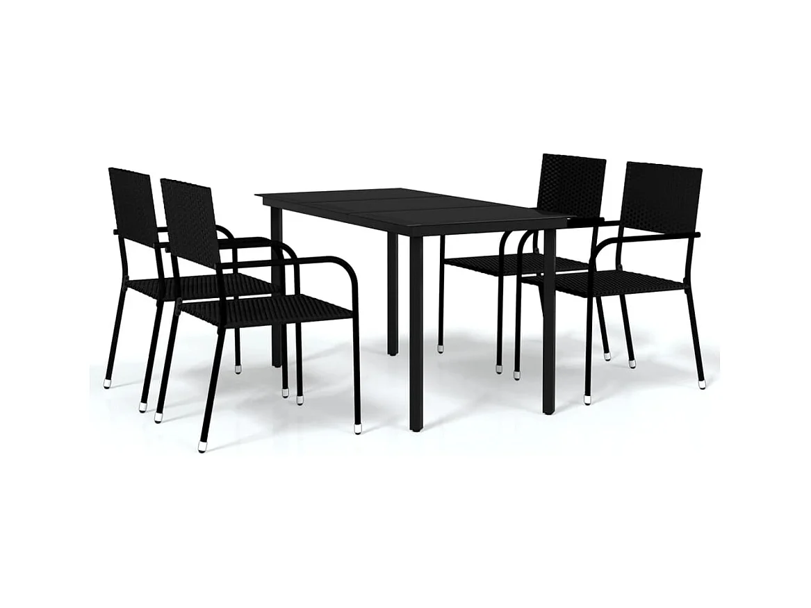 Aeron  Ensemble à manger de jardin 5 pcs Noir