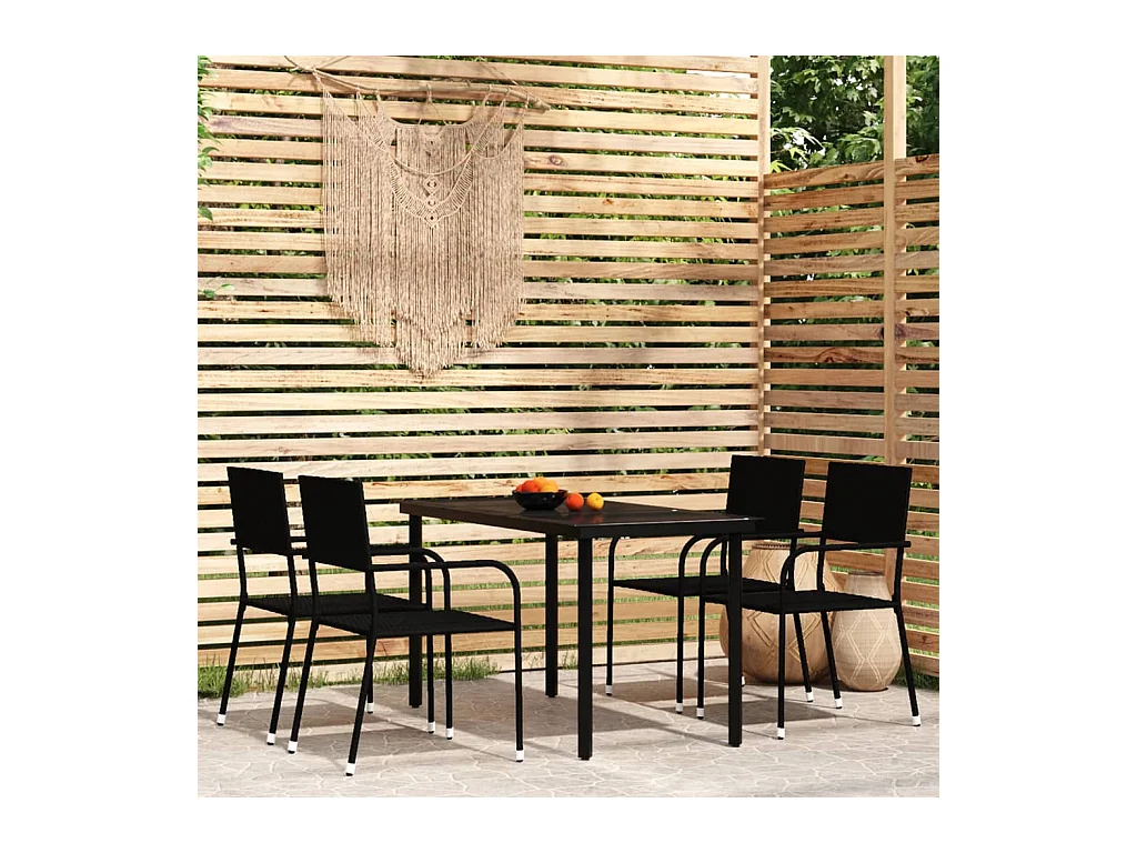 Aeron  Ensemble à manger de jardin 5 pcs Noir