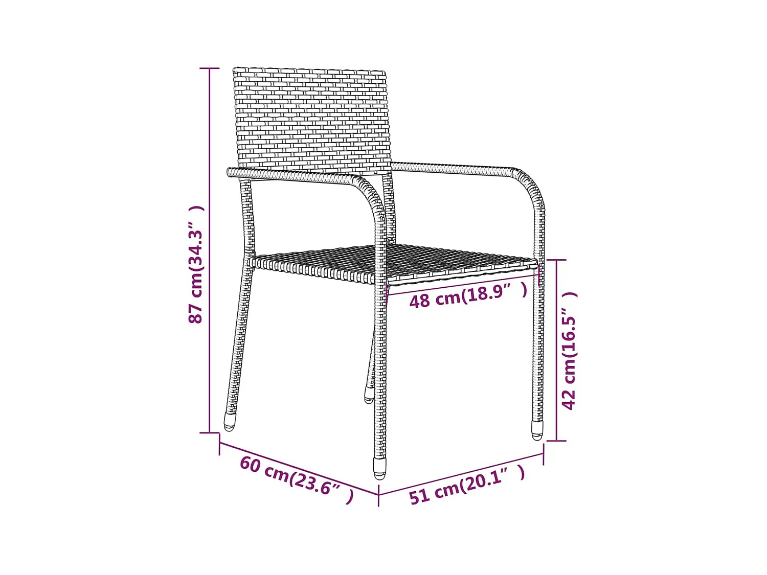 Aeron  Ensemble à manger de jardin 5 pcs Noir
