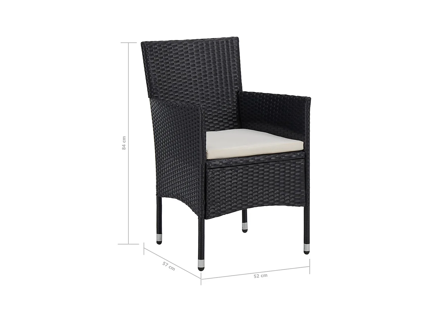 Lucien-René  5-delige Tuinset poly rattan en glas zwart